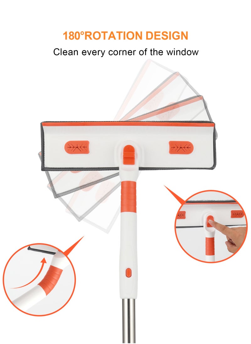 HomarKet - Window Cleaner Tool,3-In-1 Window Cleaner Kit With 2 Absorbent Microfiber Cloths And Scraper,Household Squeegee Extendable 144cm,Window Washing Kits For Mirror Glass - Image 1