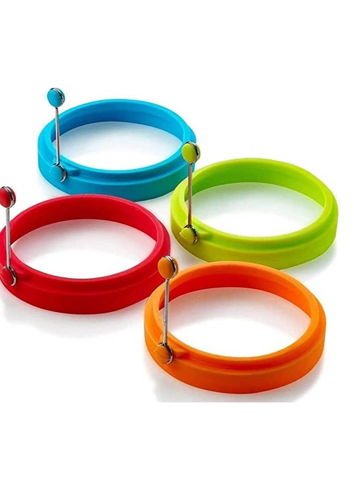 Zikra Egg Ring, Fried Egg Mold, Egg Separator, Reusable Cooking Rings, Silicone Non-Stick Egg Shaper Ring with Egg and Pancake Non Stick Cooking Tool, Kitchen Cooking Tools (4 Pcs) - Image 1