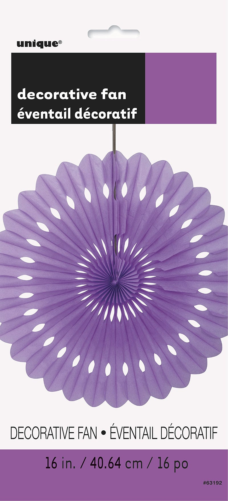 Unique Solid Pretty Purple Hanging Tissue Paper Fan - 16'' (1 Count) - Perfect For Parties & Home Decor - Image 2