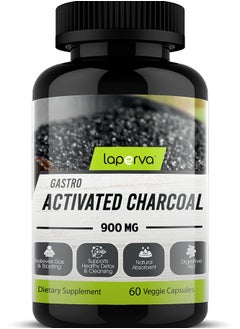 Laperva Gastro Activated Charcoal 900 mg Relieves Gas & Bloating 60 Veggie Capsules 