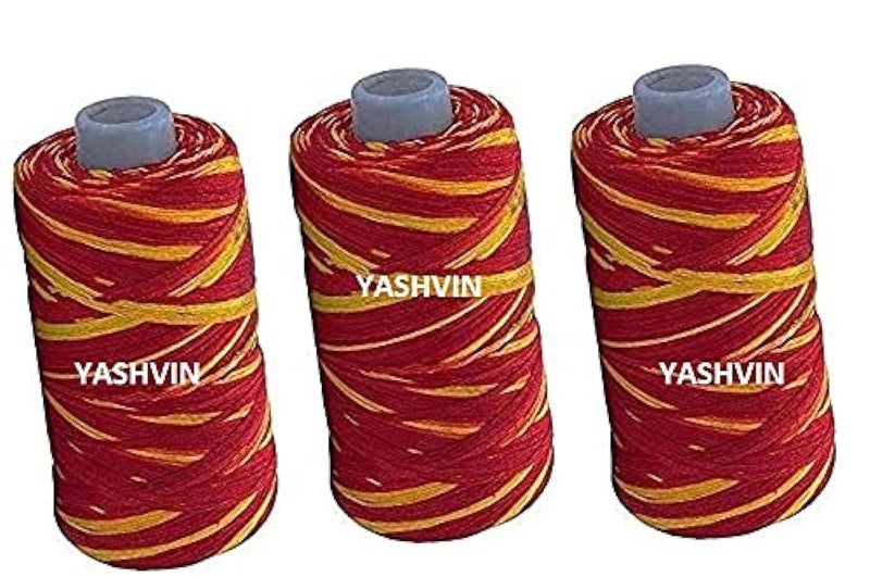 Yashvin Kalawa Raksha Sutra Mota Dhaga 100% Cotton Saced Thread Moli Wrist Dhaga|| Kalawa for Pooja Mauli Red and Yellow Sacred Thread Puja Kalawa for Hand (Pack of 3 Pieces) - Image 5