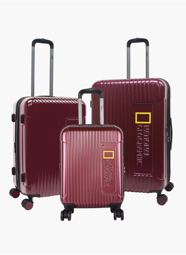 NATIONAL GEOGRAPHIC - National Geographic Canyon ABS/PC Hardshell Luggage Set Burgundy, Durable Lightweight Expandable Anti-theft Zipper TSA Lock Travel Suitcase, 4 Double Wheel 3pcs Trolley Bag (20+24+28 Inch). - Image 1
