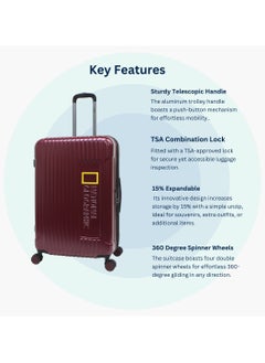 NATIONAL GEOGRAPHIC National Geographic Canyon ABS/PC Hardshell Luggage Set Burgundy, Durable Lightweight Expandable Anti-theft Zipper TSA Lock Travel Suitcase, 4 Double Wheel 3pcs Trolley Bag (20+24+28 Inch).  - Image 2