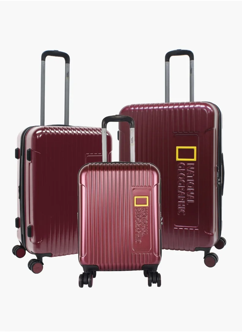 NATIONAL GEOGRAPHIC National Geographic Canyon ABS/PC Hardshell Luggage Set Burgundy, Durable Lightweight Expandable Anti-theft Zipper TSA Lock Travel Suitcase, 4 Double Wheel 3pcs Trolley Bag (20+24+28 Inch).