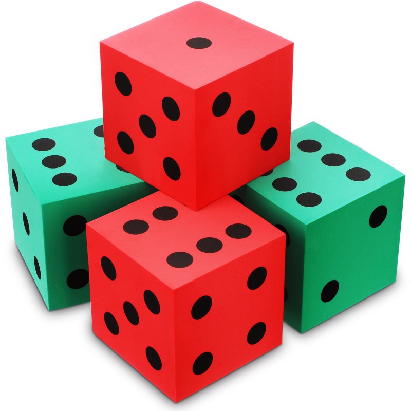 Shappy 4 Pieces 35 Inch Foam Dice Cube Jumbo Dice with Number Dots Big Giant Foam Large Cube for Christmas Game Math Classroom Party Favors Bag StuffersRed Green - Image 3
