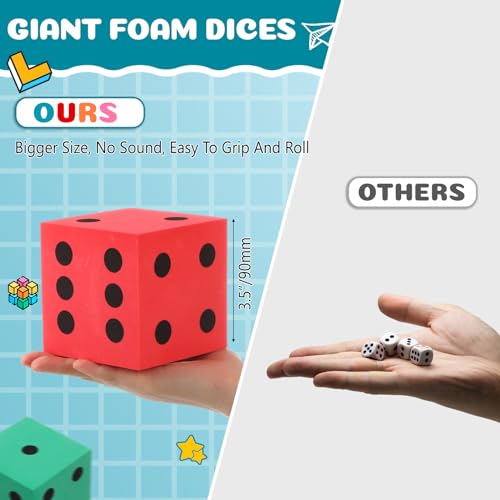 Shappy 4 Pieces 35 Inch Foam Dice Cube Jumbo Dice with Number Dots Big Giant Foam Large Cube for Christmas Game Math Classroom Party Favors Bag StuffersRed Green - Image 5