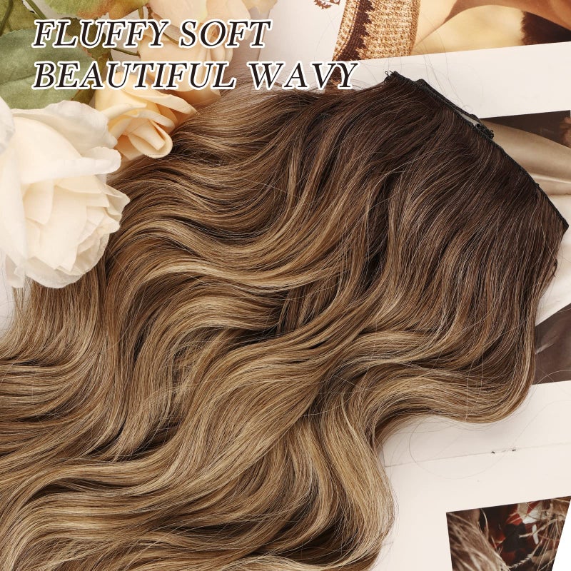 NAYOO Clip in Hair Extensions for Women 20 Inch Long Wavy Curly Ombre Brown to Blonde Hairpieces Full Head Synthetic Hair Hairpieces(6PCS,Ombre Brown to Blonde) - Image 5
