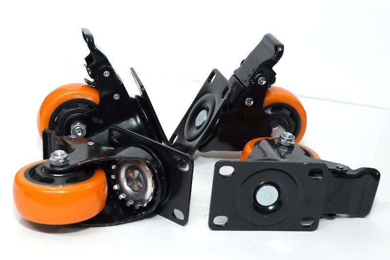PACIFIC MOVERS Carbon 4 Inch Casters Wheels Swivel Roller Industrial for Trolley 4Pc Orange - Image 2