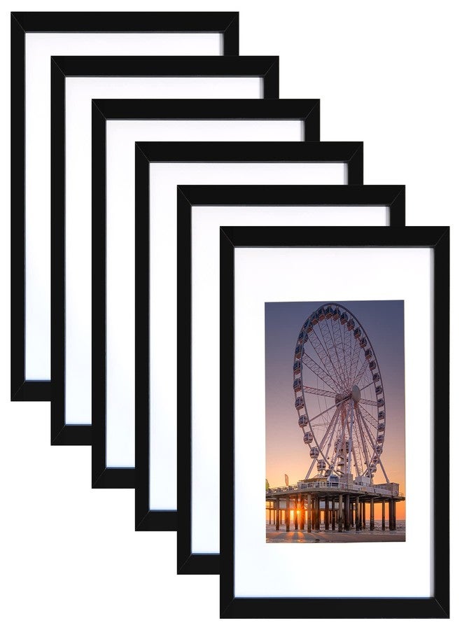 BESCRCL 11x14 Picture Frame Black Set of 6, Display Pictures 8x10 with Mat or 11x14 without Mat, Photo Frames for Wall Mounting - Image 1