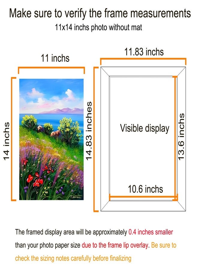 BESCRCL 11x14 Picture Frame Black Set of 6, Display Pictures 8x10 with Mat or 11x14 without Mat, Photo Frames for Wall Mounting - Image 2