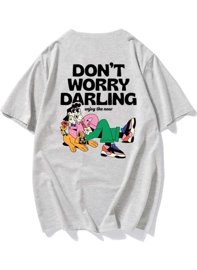 BRZ Collection Unisex Oversize Don't Worry Back Printed T-Shirt