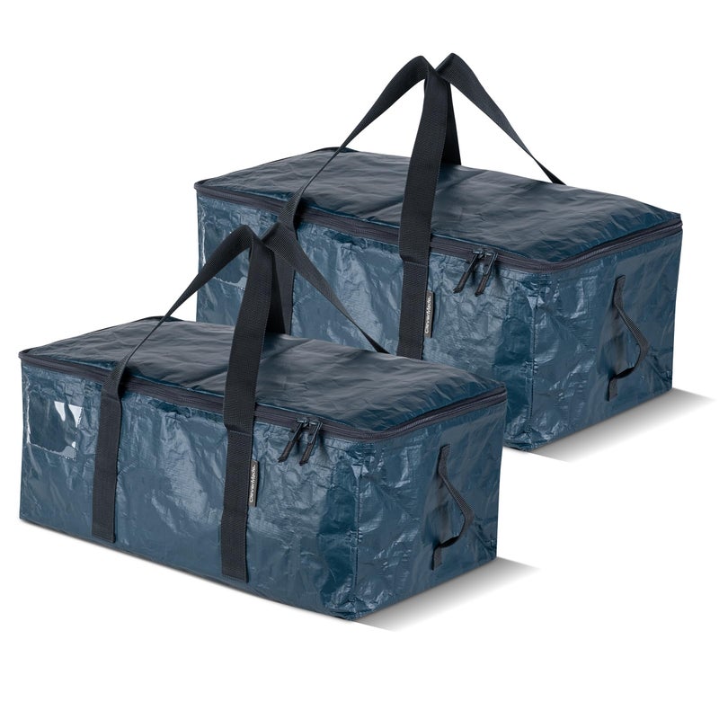 CleverMade Duffle Storage Reusable Grocery Tote - 41L - Pack of 2 - Ocean - Collapsible Storage Shopping Organizer - Heavy Duty Utility Bag Home - Image 1