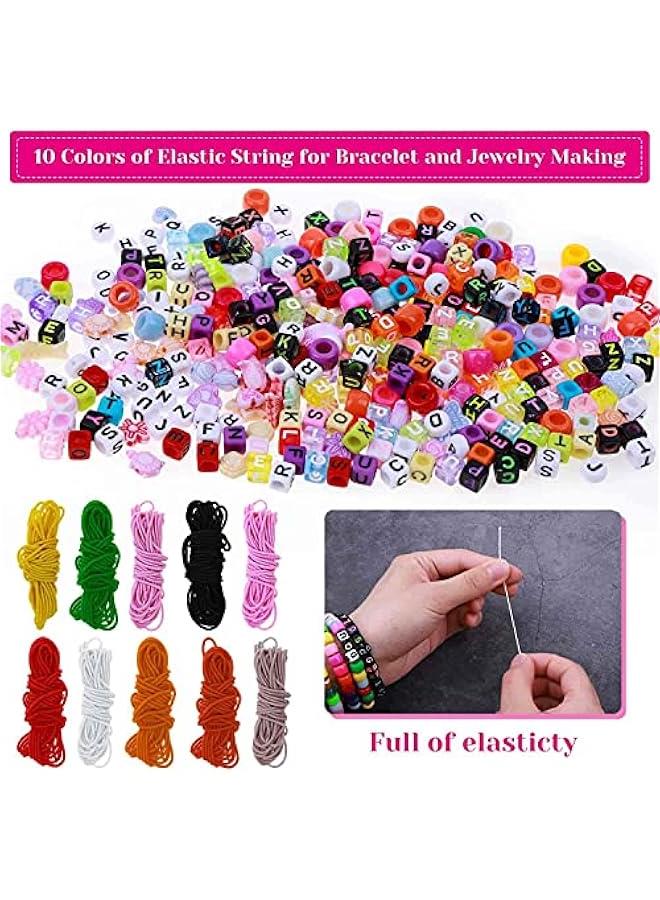 FYLX Friendship Bracelet Craft Kit  DIY Jewelry Making Set with Beads Charms Elastic String and Letters for Bracelets - Image 4