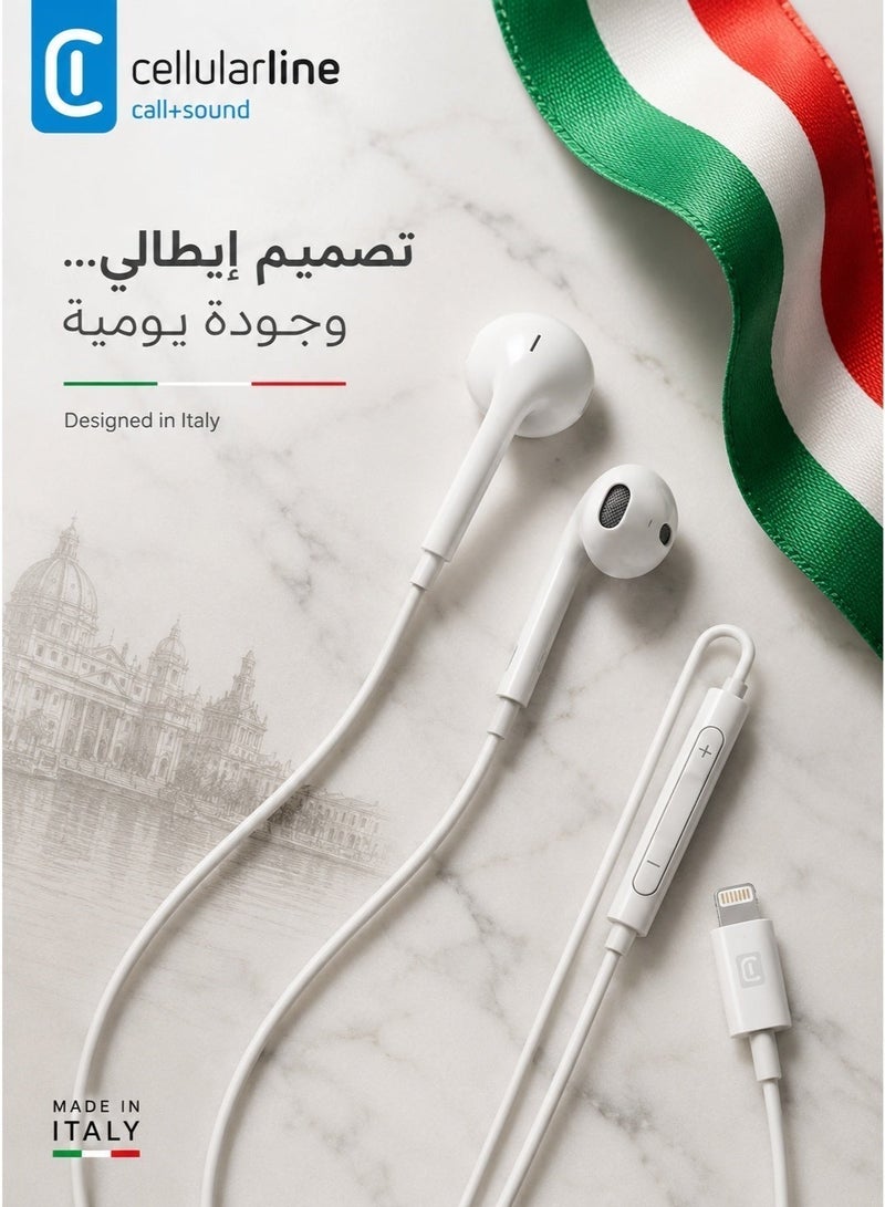 سيلولار لاين سماعة أذن سلكية صناعة ايطالية بمنفذ ايفون يدعم ايفون عالية الجودة لهاتف Apple iPhone باللون الأبيض سماعة مع واجهة lightning | اي فون سماعات ، سماعات ستيريو السلكية مع ميكروفون التحكم في الصوت ، متوافق مع اي فون /  سماعات اذن سلكيه سماعة سلكيه ايفون سماعات سماعة بلوتوث سماعة اذن سماعه قيمنق  سماعه سماعة سماعات راس هيدفون هيدفونز  سماعات تدعم ابل سماعة ايباد هيدفونز سماعه سلكيه سماعه سلكيه ابل سماعه سلكيه قيمنق سماعه سلكيه ايفون  سماعه سلكيه ابل - Image 3