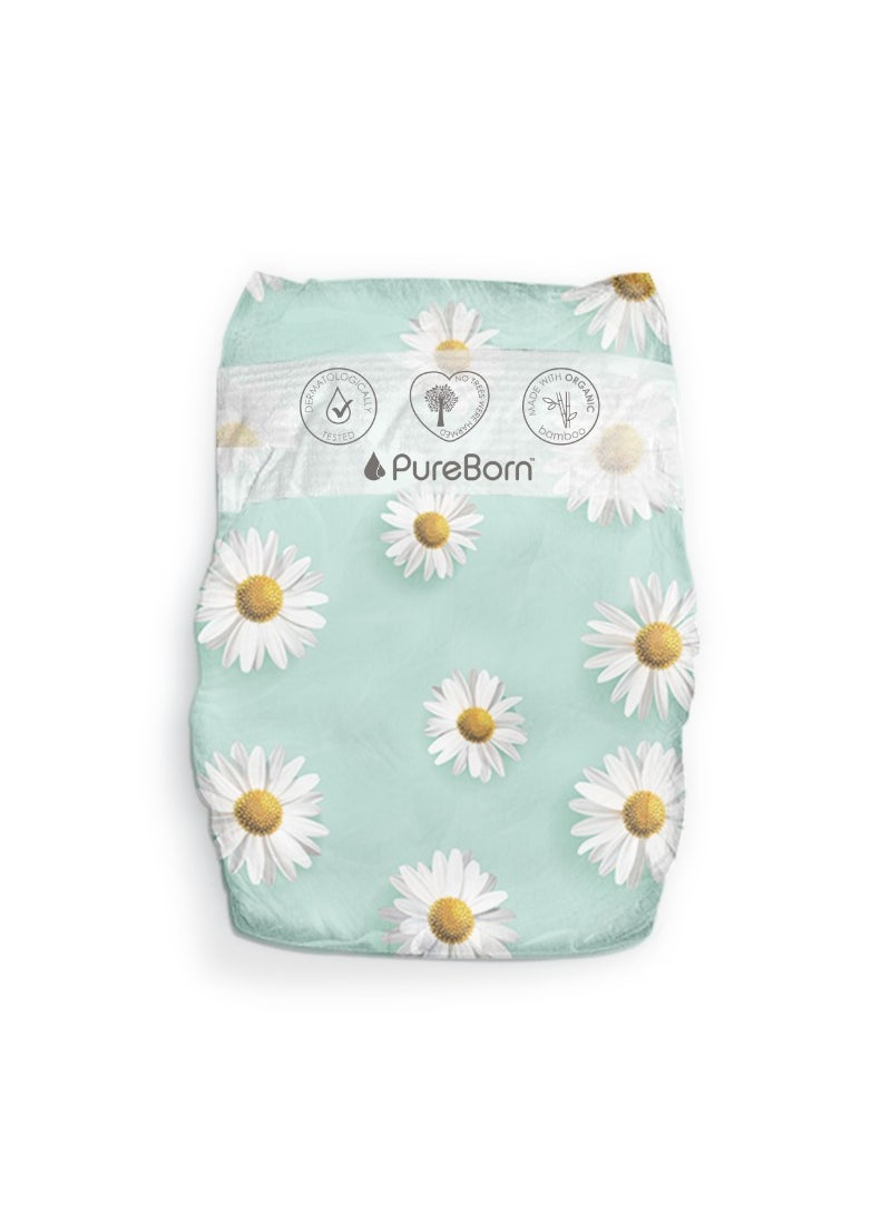 PureBorn - Organic Diapers Size-1 Upto 5kg Single Pack With Daisy Print 34 Diapers - Image 1