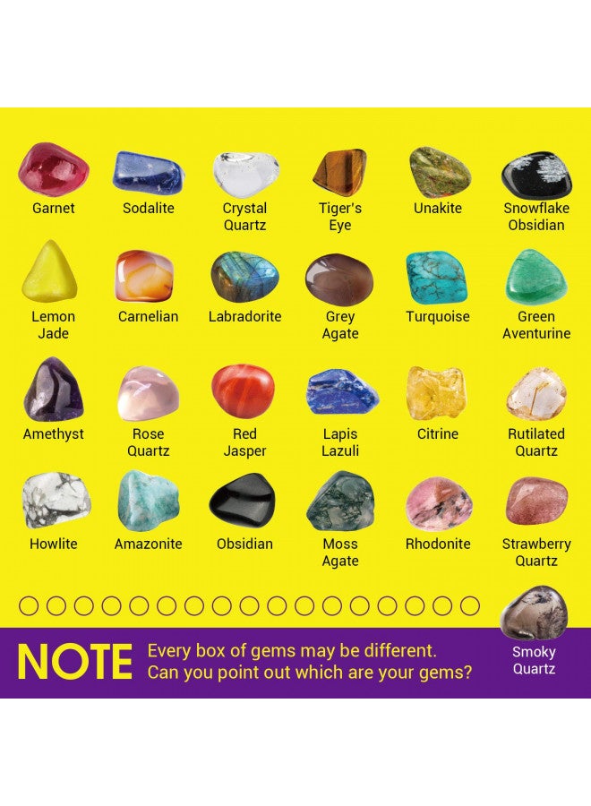XXTOYS Rocks Collection 25PCS Rock and Mineral Education Set Gemstones for Kids Geology Gem Kit with Healing Chakra Gemstones, Tumbled Stones and More Identification Guide STEM Science Education - Image 4