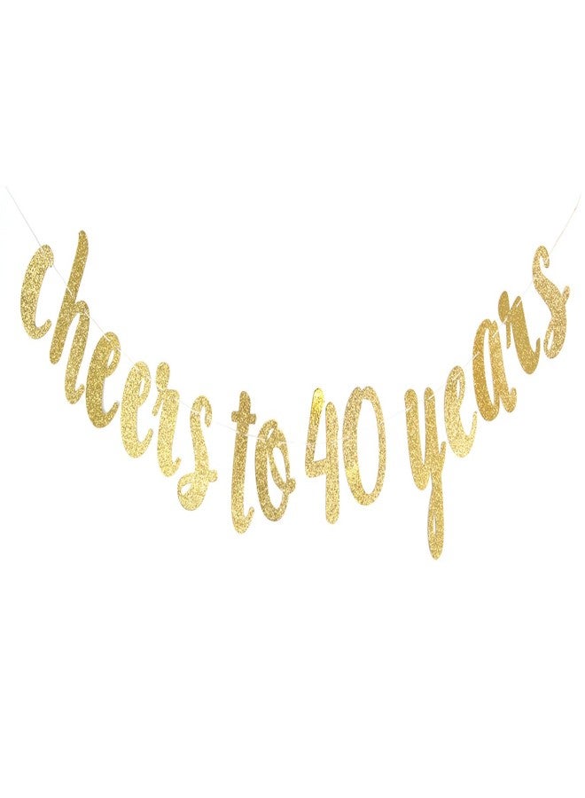 FOZEE Cheers to 40 Years Banner - Happy 40th Birthday Party Decorations - 40th Wedding Anniversary Decorations Gold - Image 1