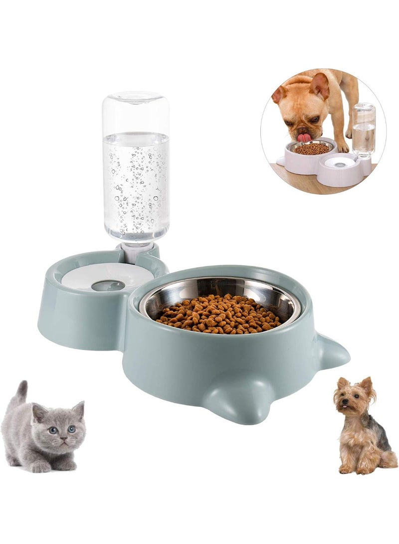 Double Bowl for Pets, Dog Cat Feeder Automatic Pet Feeder and Water Dispenser, Bowl for Eating with Water Bottle Water Dispenser, for Pets, Dogs, Cats - Image 1