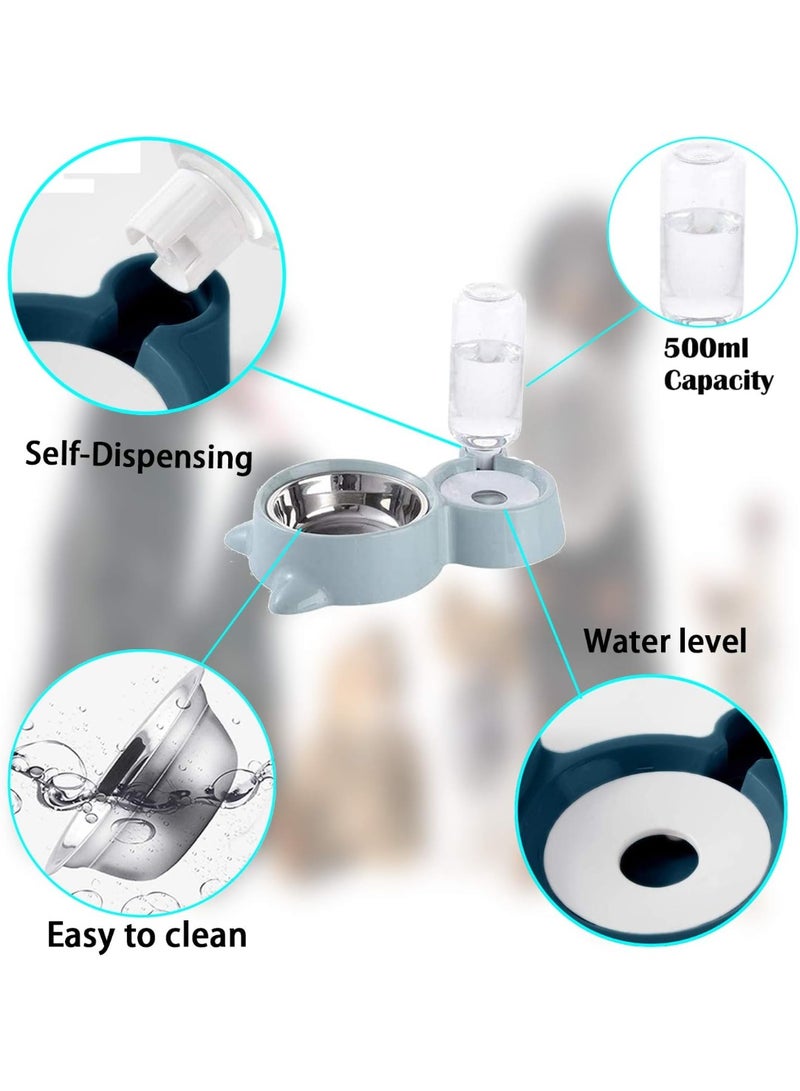Double Bowl for Pets, Dog Cat Feeder Automatic Pet Feeder and Water Dispenser, Bowl for Eating with Water Bottle Water Dispenser, for Pets, Dogs, Cats - Image 3