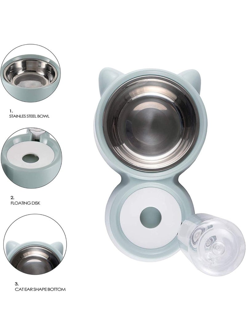 Double Bowl for Pets, Dog Cat Feeder Automatic Pet Feeder and Water Dispenser, Bowl for Eating with Water Bottle Water Dispenser, for Pets, Dogs, Cats - Image 4