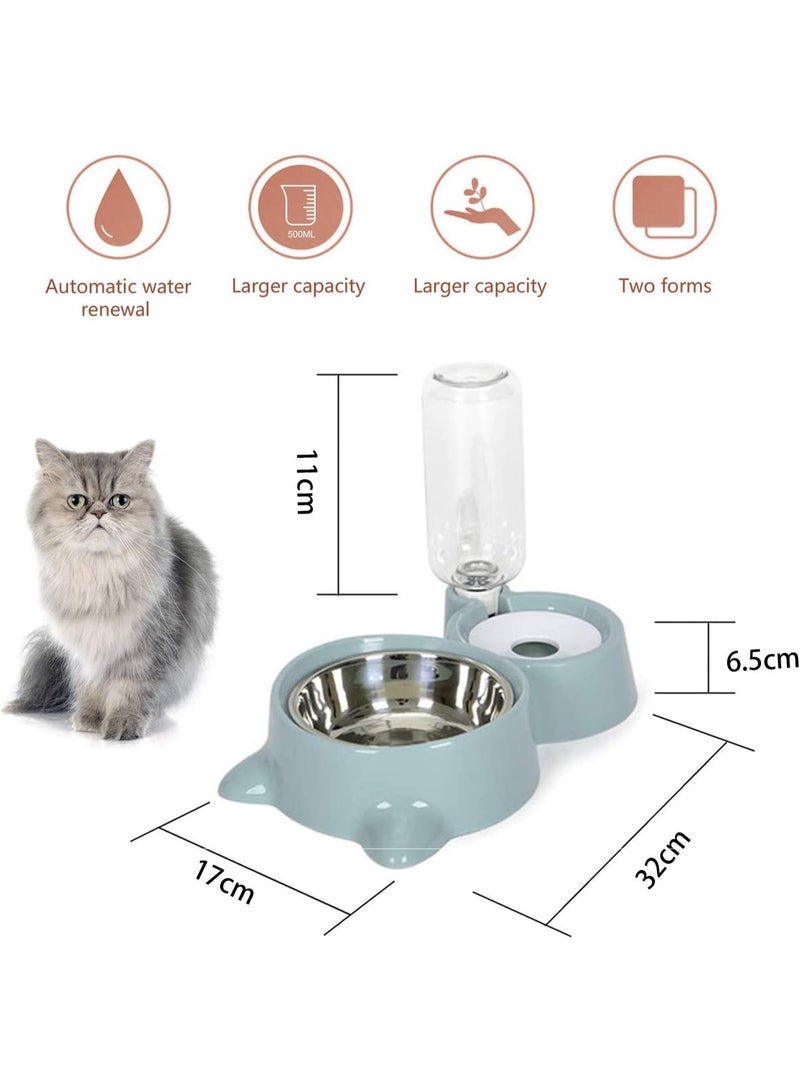 Double Bowl for Pets, Dog Cat Feeder Automatic Pet Feeder and Water Dispenser, Bowl for Eating with Water Bottle Water Dispenser, for Pets, Dogs, Cats - Image 2