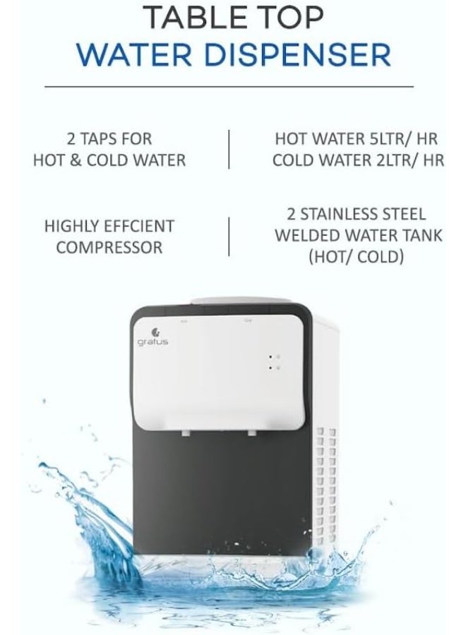 gratus GWTT21AC 2-Tap Table Top Hot & Cold Water Dispenser – Compact Design, Energy Efficient, 1 Year Full & 2 Year Compressor Warranty - Image 1