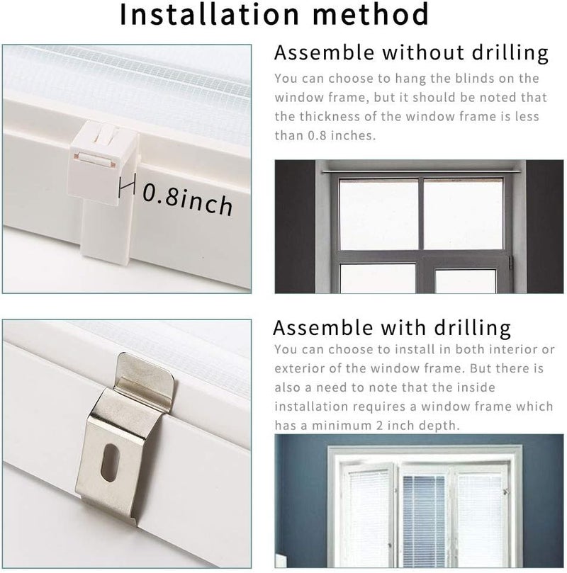 SMONTER Luckup Easy Install Roller Blinds with Accessories Fabric White 85 x 150 cm - Image 5