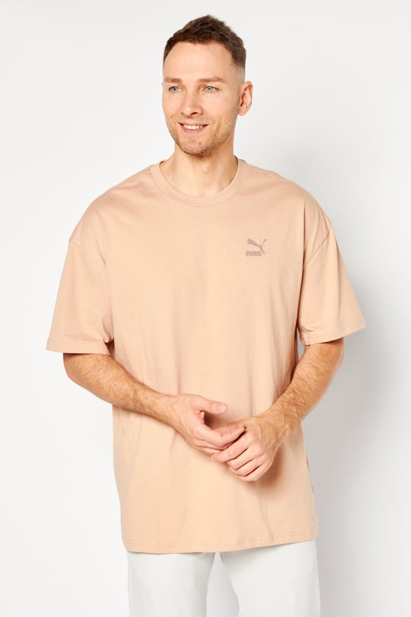 PUMA Men Sportswear Fit Brand Logo Training T Shirt, Tan - Image 1