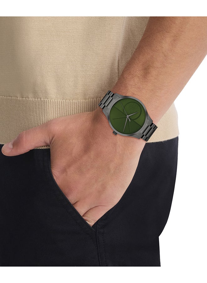CALVIN KLEIN ساعة كالفن كلاين الدائرية التناظرية للرجال والنساء بحالة خضراء - 25300027 - Image 4