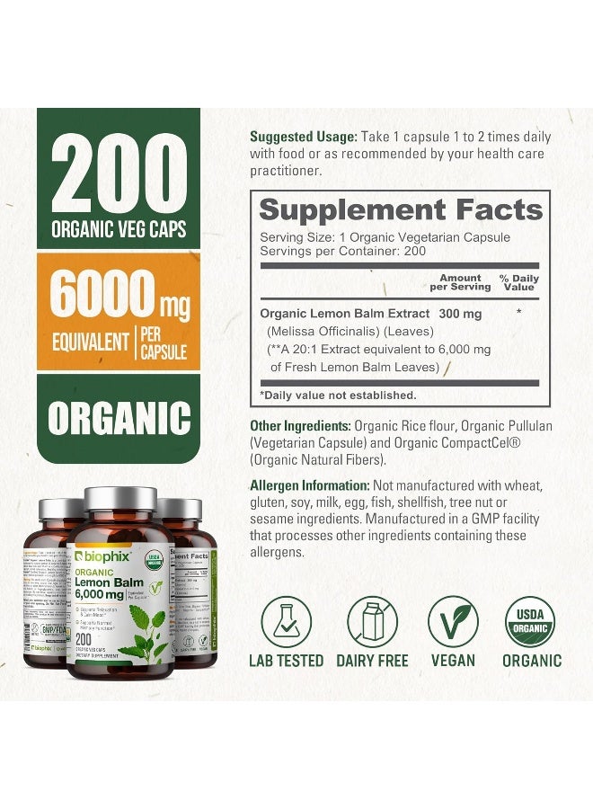 biophix Organic Lemon Balm Capsules 300 mg for Adults - Image 4
