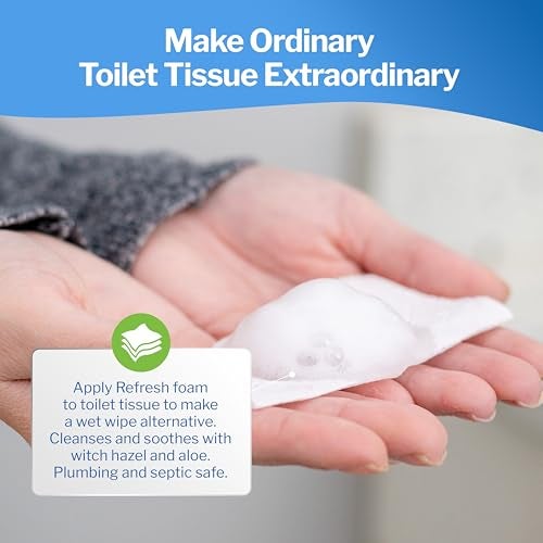 Refresh Liquid Wipe Toilet Paper Foam Travel & Home Bundle – Flushable Wet Wipe Alternative – Cleanses & Soothes with Witch Hazel & Aloe – Plumbing & Septic Safe – 50ml (1.69 oz) + 250ml (8.45 oz) - Image 2