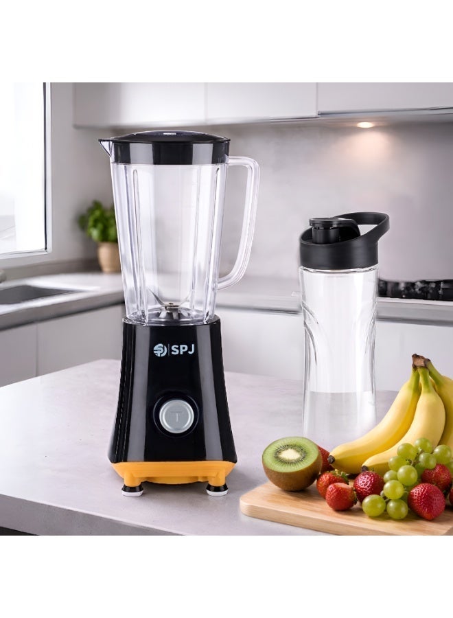 SPJ 300W Mixer Grinder Blender with 1L Jar & 600ML Sport Cup, Compact Juicer Mixer Grinder, Stainless Steel Blades, Anti-Slip Base, Smoothie & Juice Blender, Black - Image 3