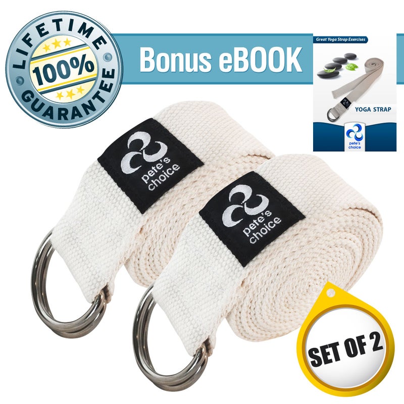 pete's choice 2 PACK Yoga Exercise Adjustable Straps 8Ft | BONUS eBook | with Durable D-Ring For Pilates & Gym Workouts | Hold Poses, Stretch, Improve Flexibility & Maintain Balance - Image 3