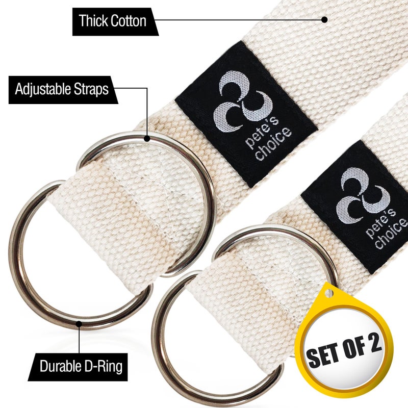 pete's choice 2 PACK Yoga Exercise Adjustable Straps 8Ft | BONUS eBook | with Durable D-Ring For Pilates & Gym Workouts | Hold Poses, Stretch, Improve Flexibility & Maintain Balance - Image 4