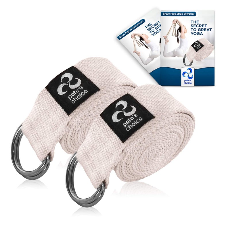 pete's choice 2 PACK Yoga Exercise Adjustable Straps 8Ft | BONUS eBook | with Durable D-Ring For Pilates & Gym Workouts | Hold Poses, Stretch, Improve Flexibility & Maintain Balance - Image 1
