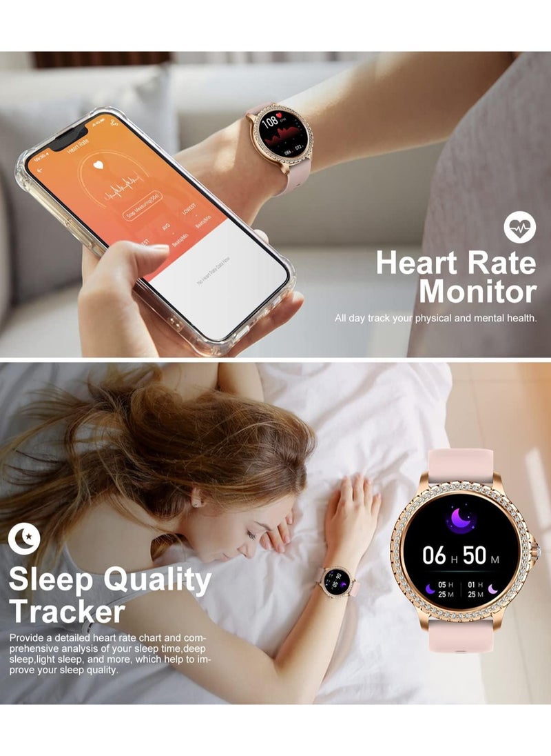 TDZDDYS - Smart Watches for Women,1.32" HD Fitness Tracker Watch with Answer/Make Call,AI Voice Control,Heart Rate/Calories/SpO2 Monitor 20 Sport Modes Ladies Gold Smart Watch for Android iOS 2 Straps - Image 1