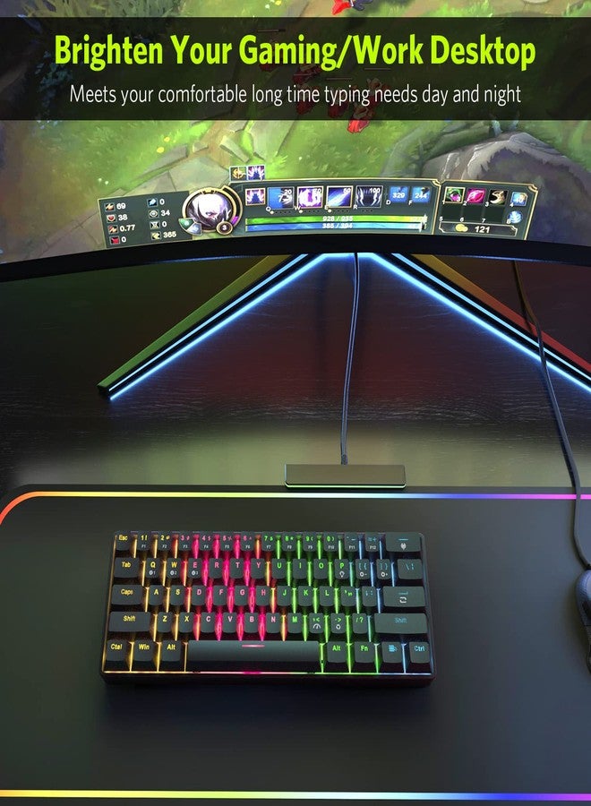 Fiodio لوحة مفاتيح ميكانيكية للألعاب Fiodio 61 مفتاح RGB لاسلكية وسلكية مع مفاتيح زرقاء، صوت نقر مسموع، لوحة مفاتيح محمولة مدمجة للمكتب للألعاب على ويندوز PC، (F-SG61) - Image 3