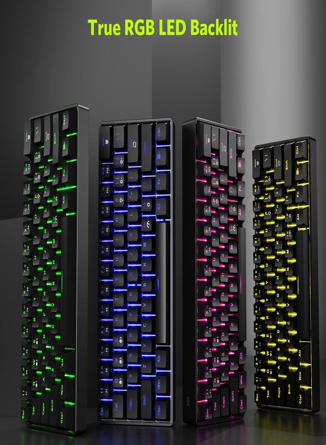 Fiodio لوحة مفاتيح ميكانيكية للألعاب Fiodio 61 مفتاح RGB لاسلكية وسلكية مع مفاتيح زرقاء، صوت نقر مسموع، لوحة مفاتيح محمولة مدمجة للمكتب للألعاب على ويندوز PC، (F-SG61) - Image 2