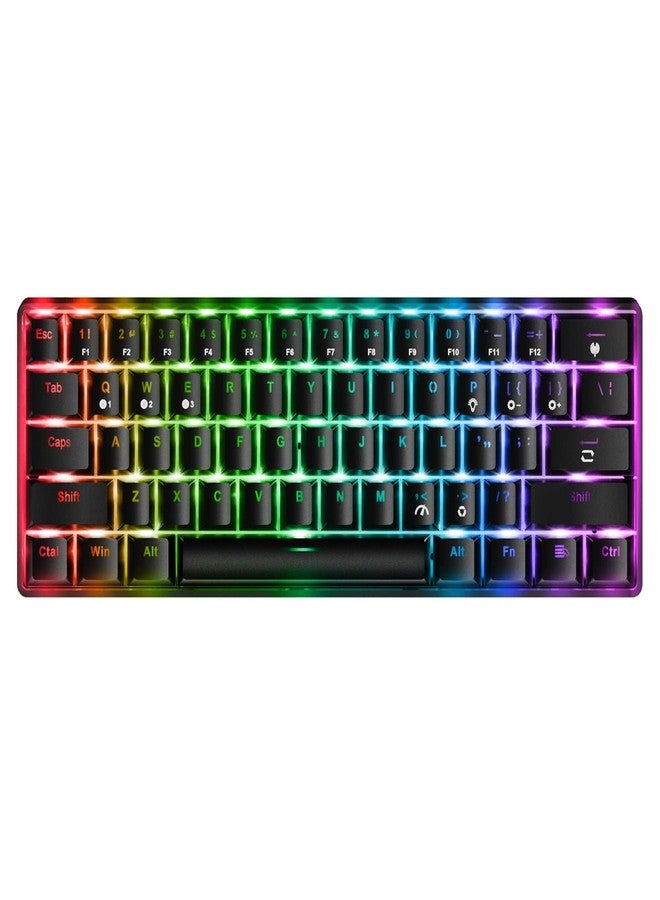 Fiodio لوحة مفاتيح ميكانيكية للألعاب Fiodio 61 مفتاح RGB لاسلكية وسلكية مع مفاتيح زرقاء، صوت نقر مسموع، لوحة مفاتيح محمولة مدمجة للمكتب للألعاب على ويندوز PC، (F-SG61) - Image 1