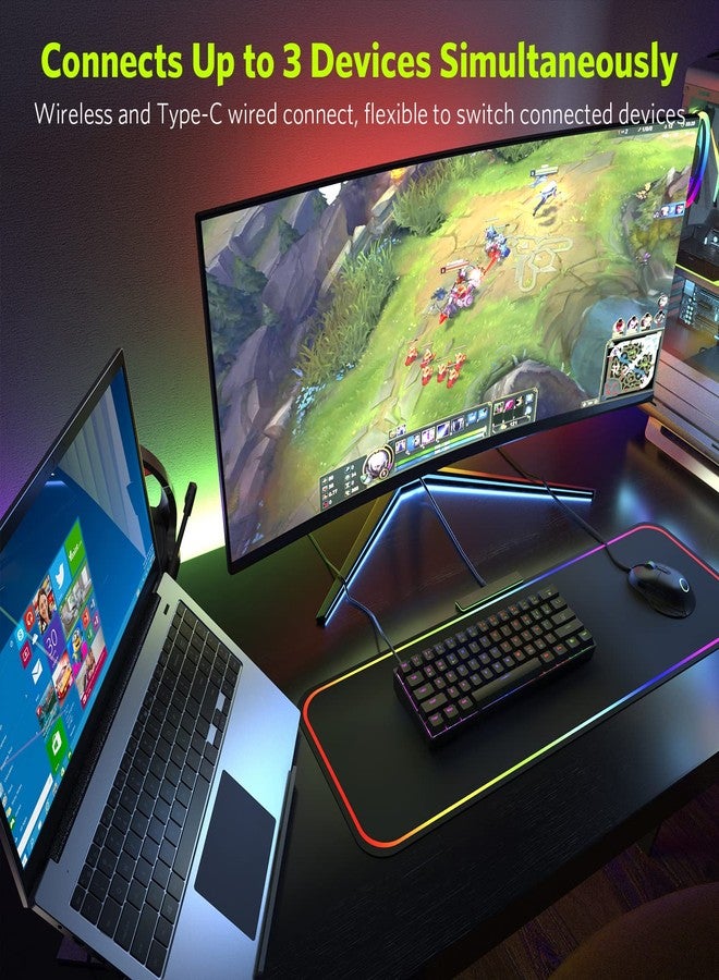 Fiodio لوحة مفاتيح ميكانيكية للألعاب Fiodio 61 مفتاح RGB لاسلكية وسلكية مع مفاتيح زرقاء، صوت نقر مسموع، لوحة مفاتيح محمولة مدمجة للمكتب للألعاب على ويندوز PC، (F-SG61) - Image 5