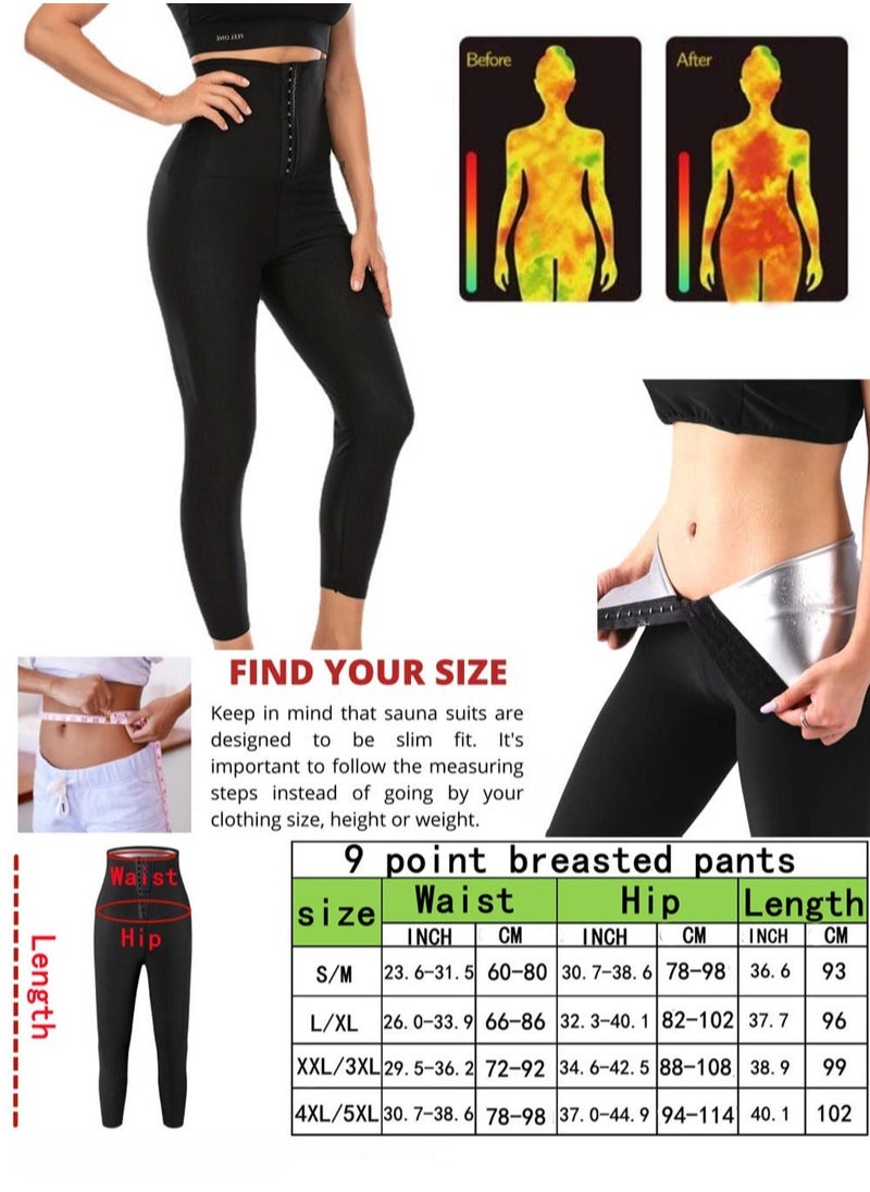 Generic - Sauna Sweat Shapewear Leggings Pants Workout Suit Waist Trainer Shaper Sweat Suit Exercise Fitness Gym Yoga Women。Size：L/XL - Image 1