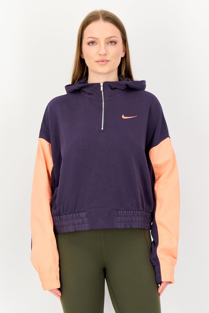 Nike هودي خارجي طويل الأكمام للنساء بحجم كبير، بنفسجي - Image 1