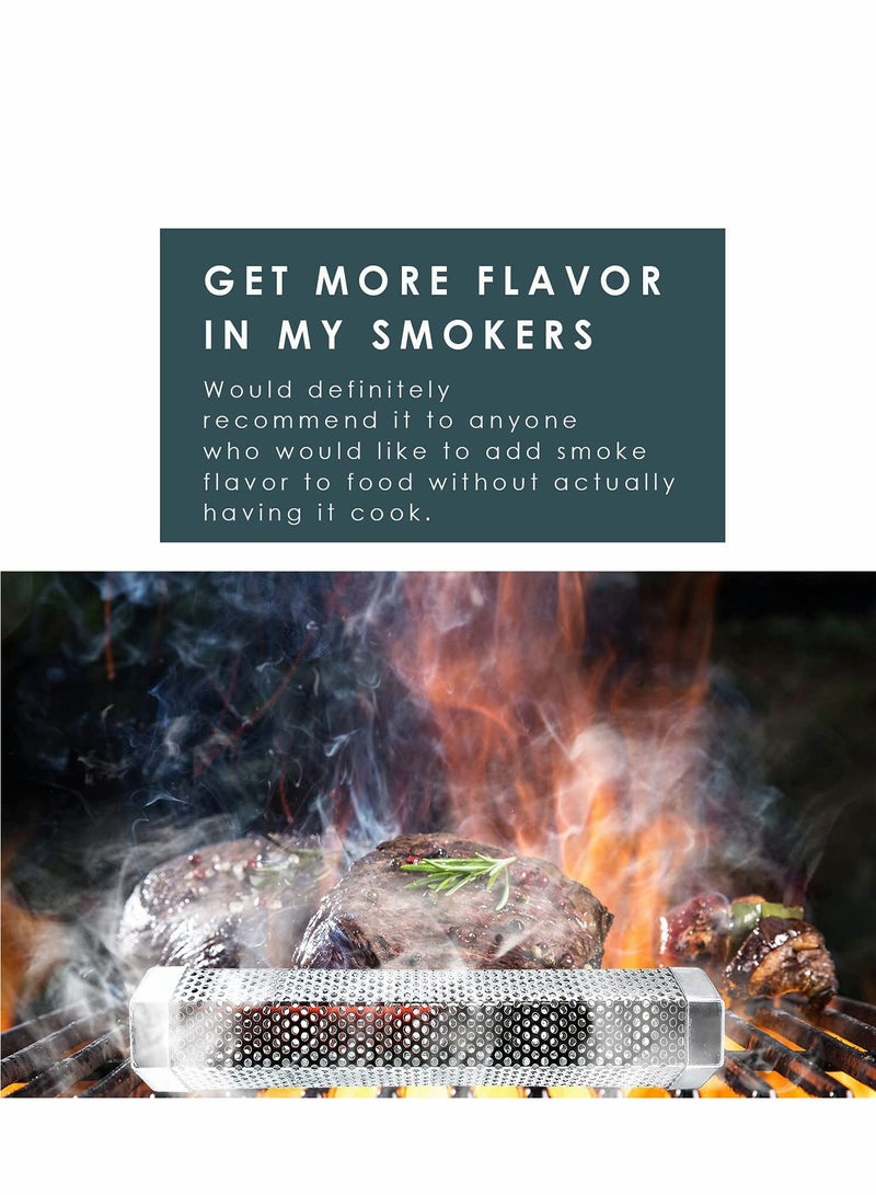 Excefore Pellet Tube 12'' Stainless Steel Perforated BBQ 5 Hours of Billowing Cold for Any Grill or Smoker, Hot Smoking - Image 4