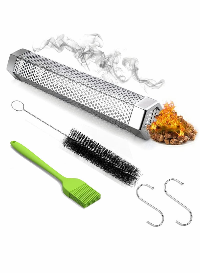 Excefore Pellet Tube 12'' Stainless Steel Perforated BBQ 5 Hours of Billowing Cold for Any Grill or Smoker, Hot Smoking - Image 1