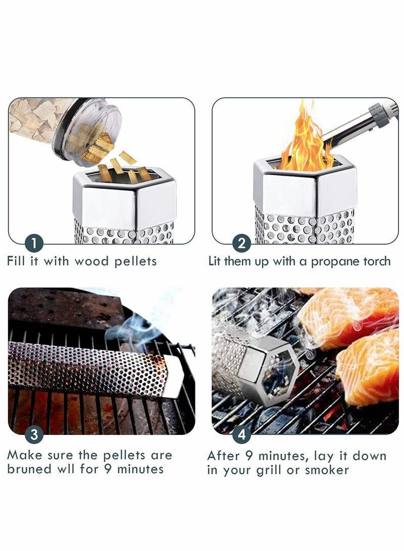 Excefore Pellet Tube 12'' Stainless Steel Perforated BBQ 5 Hours of Billowing Cold for Any Grill or Smoker, Hot Smoking - Image 5