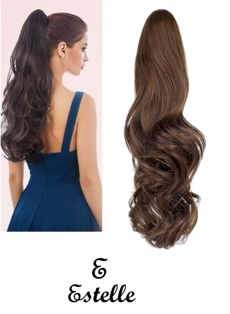 Estelle Clip in Ponytail Extension Claw Curly Wavy Clip in Hair Extensions Long Synthetic Clip in Ponytail for Women Light Brown Curly - Image 1