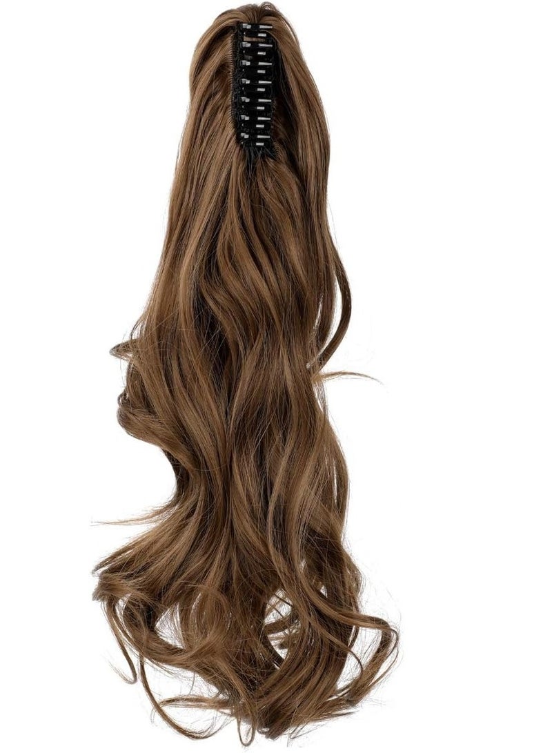 Estelle Clip in Ponytail Extension Claw Curly Wavy Clip in Hair Extensions Long Synthetic Clip in Ponytail for Women Light Brown Curly - Image 3