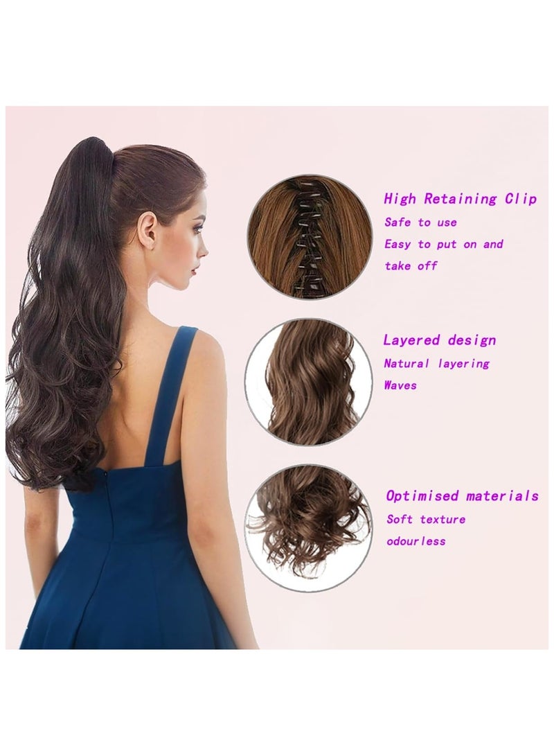 Estelle Clip in Ponytail Extension Claw Curly Wavy Clip in Hair Extensions Long Synthetic Clip in Ponytail for Women Light Brown Curly - Image 4