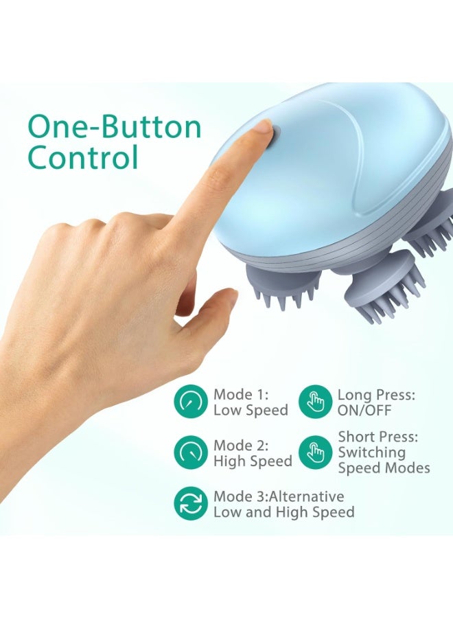 Portable, waterproof electric head massager for hair growth, stress relief, and deep cleansing with 4 heads - Image 2