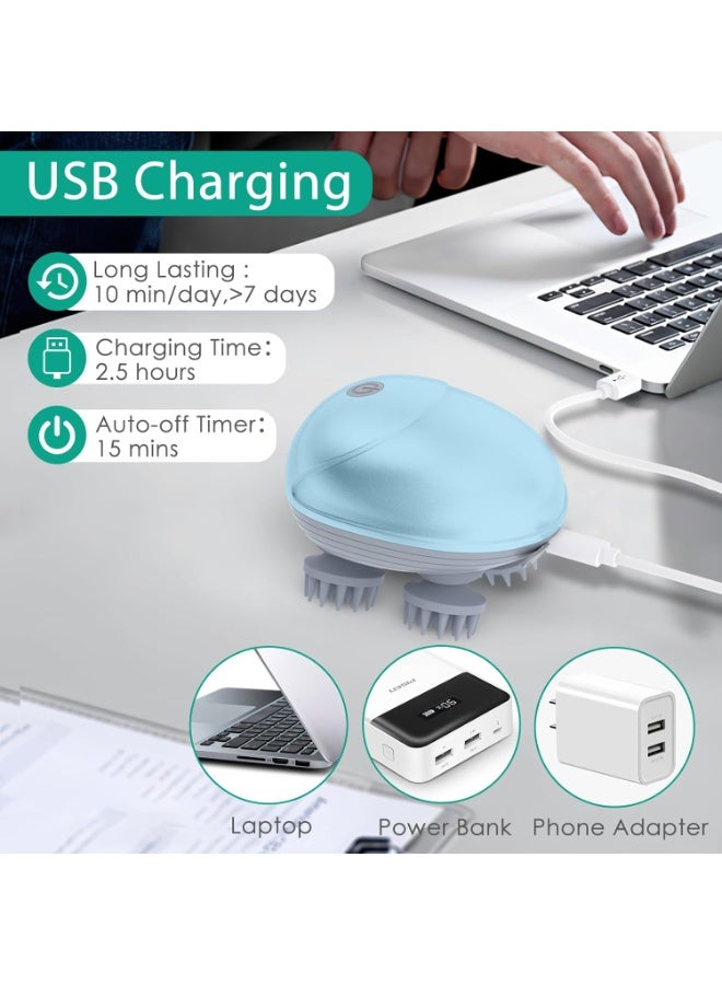 Portable, waterproof electric head massager for hair growth, stress relief, and deep cleansing with 4 heads - Image 3